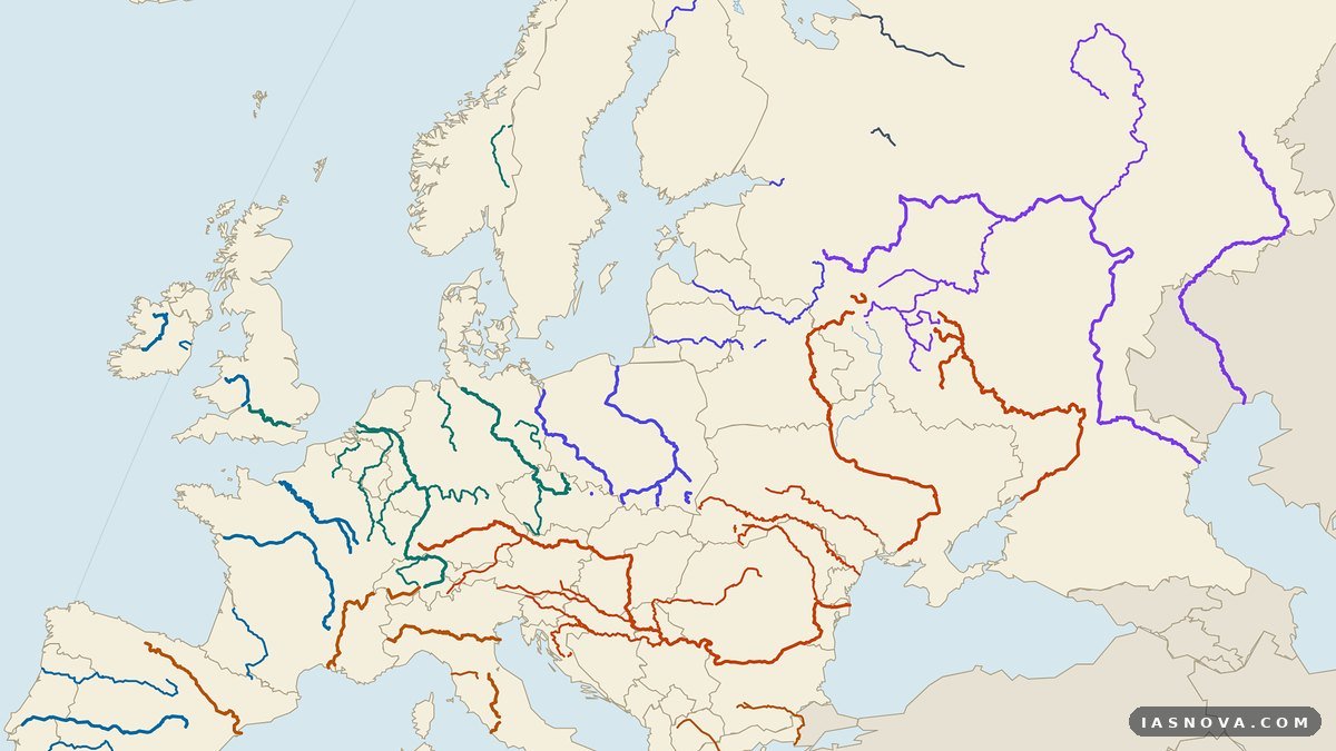 European Rivers Only Map Rivers of Europe Map: Danube, Rhine & Volga | IASNOVA